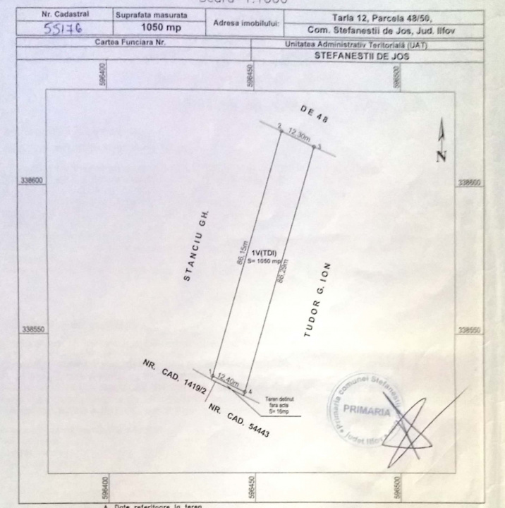 STEFANESTII DE SUS, LOT 1.050 MP!