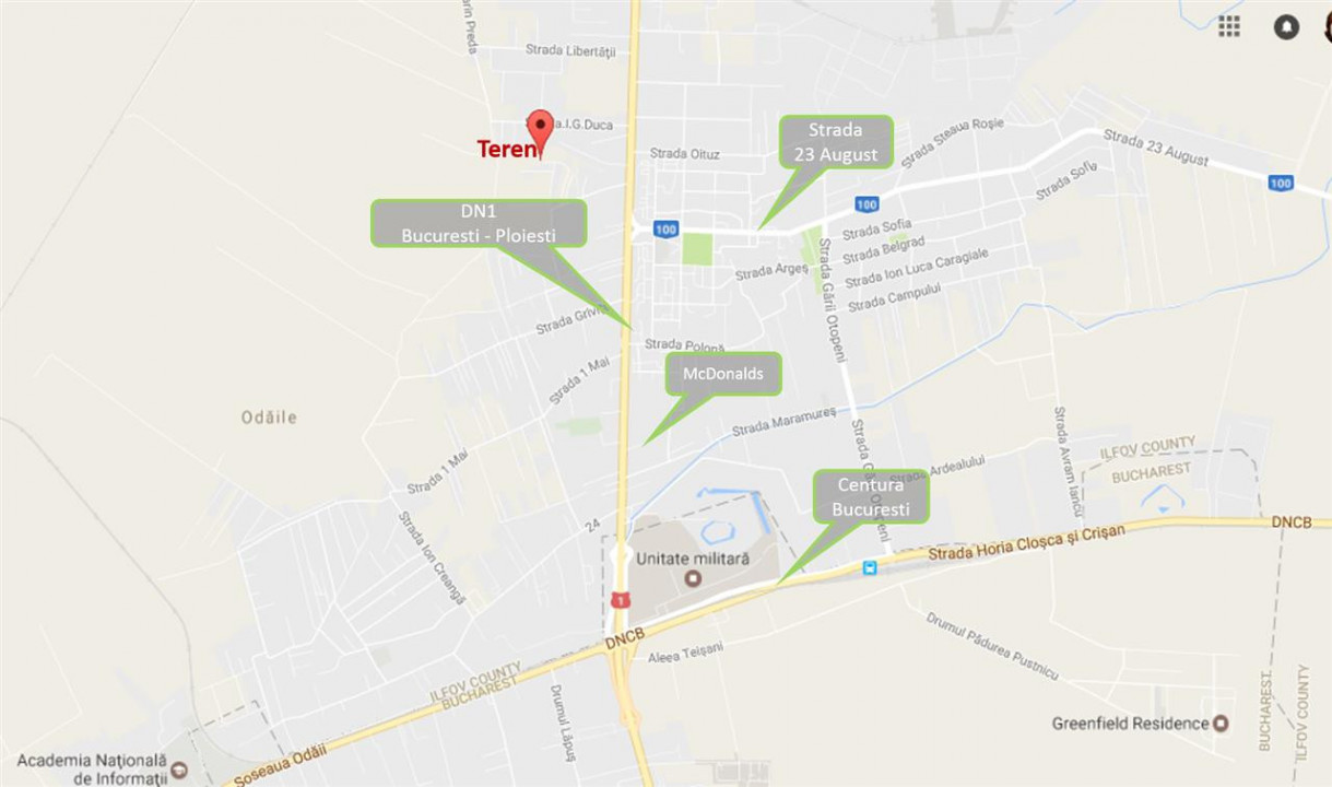 Lot teren constructii Otopeni, zona Odai